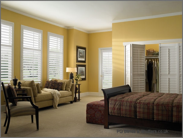 Luxaflex Vinyl Shutters in Bedroom